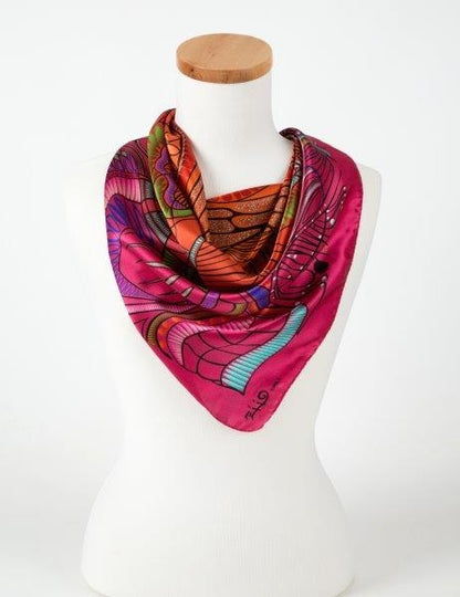 Pink Jungle Print 36 in. Square Silk Satin Scarf view 4