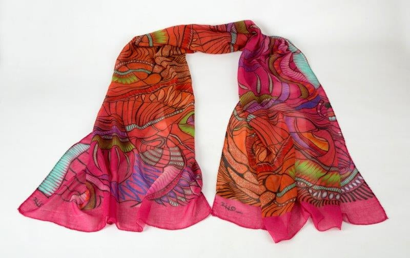 Pink Jungle Print Shawl in Modal & Cashmere