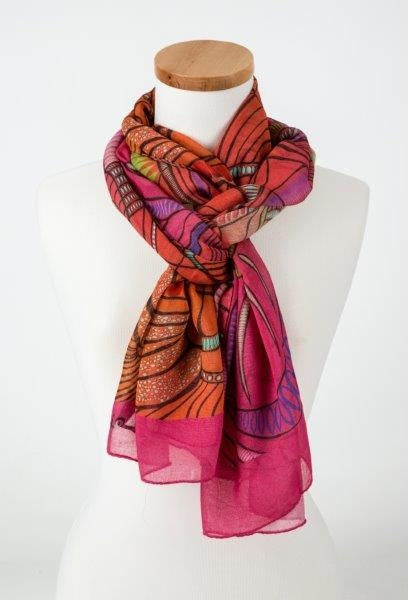 Pink Jungle Print Shawl in Modal & Cashmere view 3