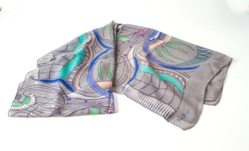 Grey Jungle Print 100% Cashmere Shawl