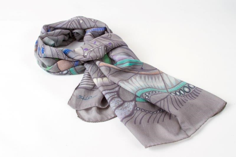 Grey Jungle Print 100% Cashmere Shawl view 2