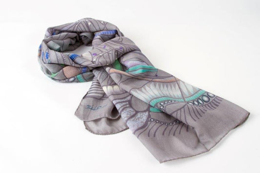 Grey Jungle Print 100% Cashmere Shawl view 2