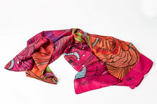 Pink Jungle Print Shawl in Cashmere