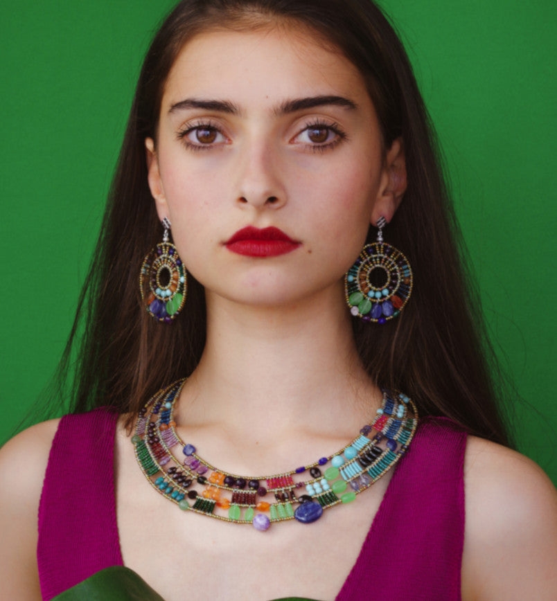 Cici - Ziio’s Multi-Color Gemstone Statement Necklace
