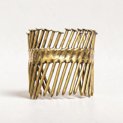 Trebor Style Nails Cuff made from reclaimed copper and zinc with an industrial, sculptural nail design.