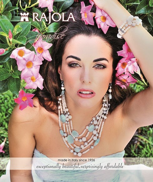 Trebor Style Rajola multi-strand necklace featuring white pearls, aquamarine, and hematite with 18k white gold accents.