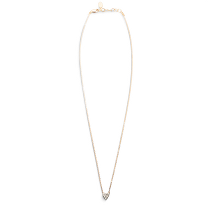 Trebor Style dainty heart necklace with a recycled sterling silver heart pendant on a 14kt gold-filled chain.