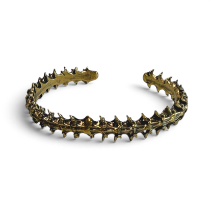 Trebor Style snake vertebrae bangle crafted from reclaimed copper and zinc in a dark metallic finish.