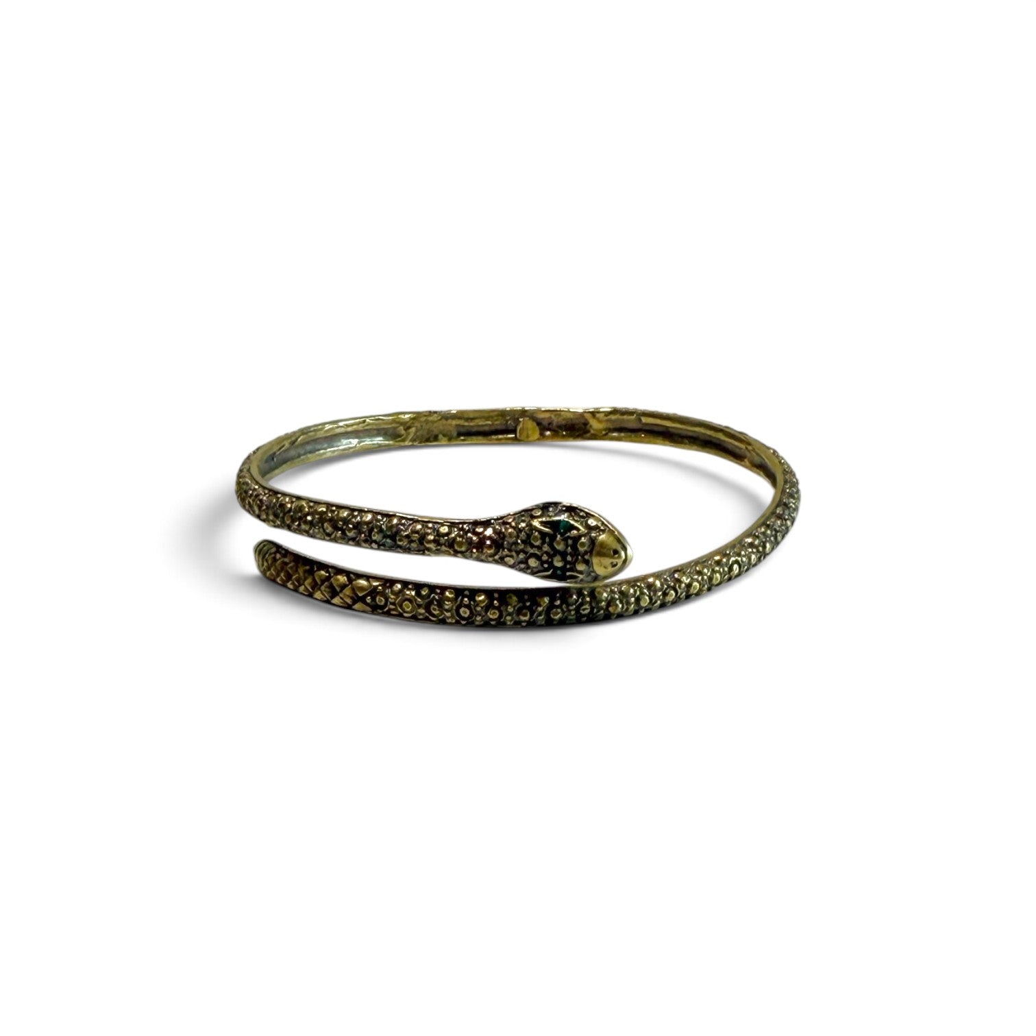 Trebor Style textured serpent bangle with a sinuous snake design, crafted in a metallic finish for arm or wrist wear.