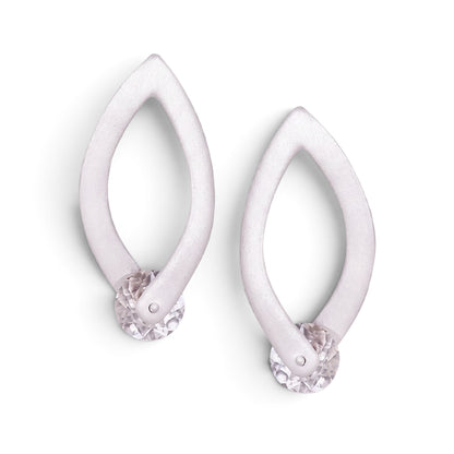 Trebor Style long drop earrings featuring faceted white topaz gemstones in brushed rhodium-plated sterling silver.